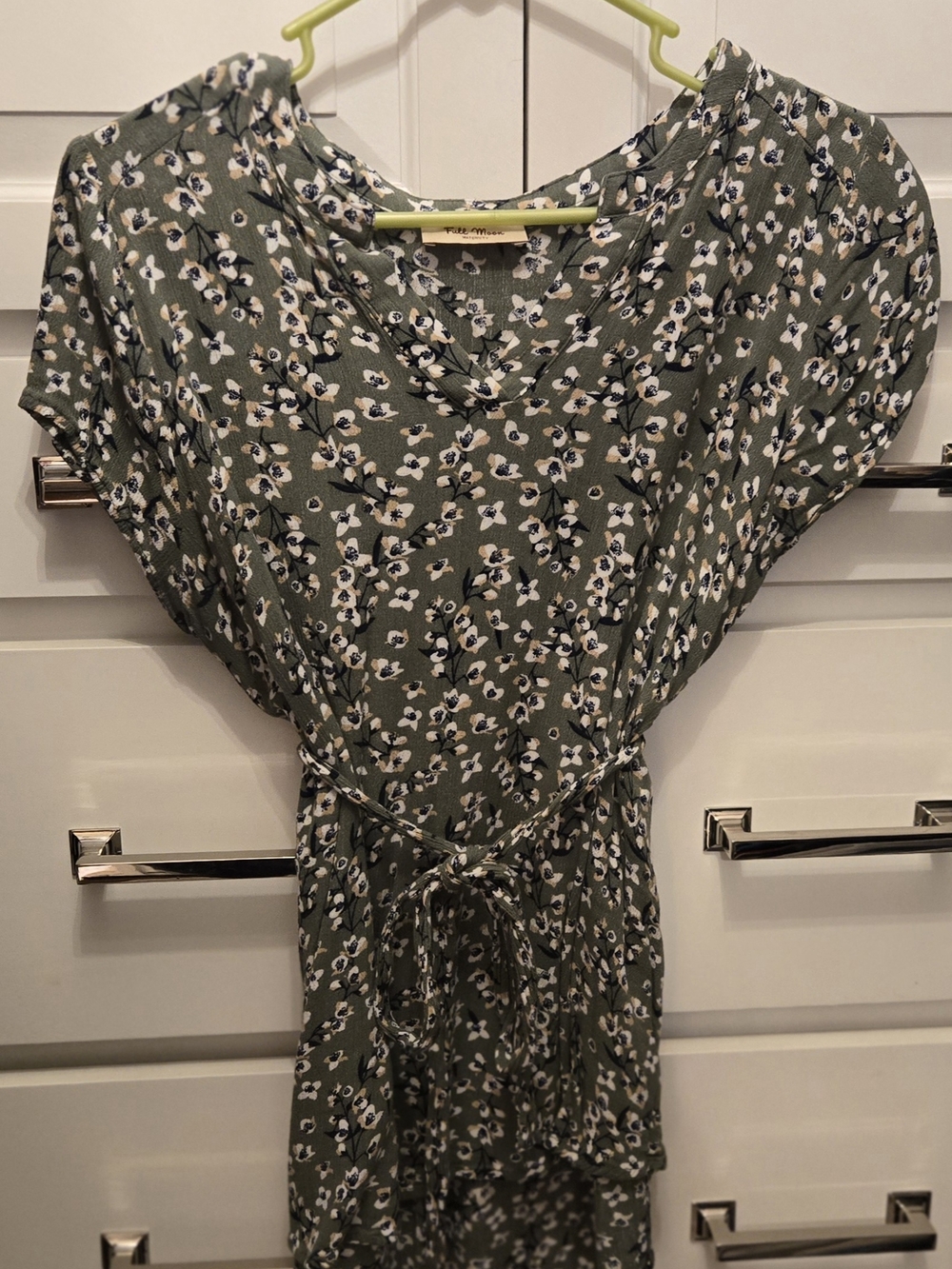 Green Floral Tie-Waist Maternity Top Full Moon Size Small